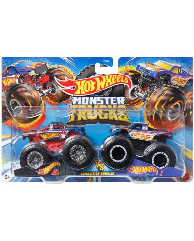 Комплект бъгита Hot Wheels Monster Trucks - Hot Wheels 4 & Hot Wheels 1, 1:64 - 1